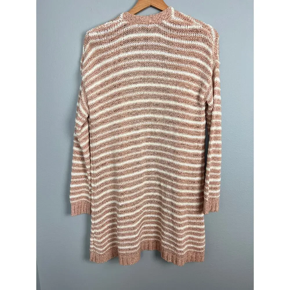 Soft Surroundings Women's S‎ Lucie Cardigan Sweater Striped Metallic Open Front